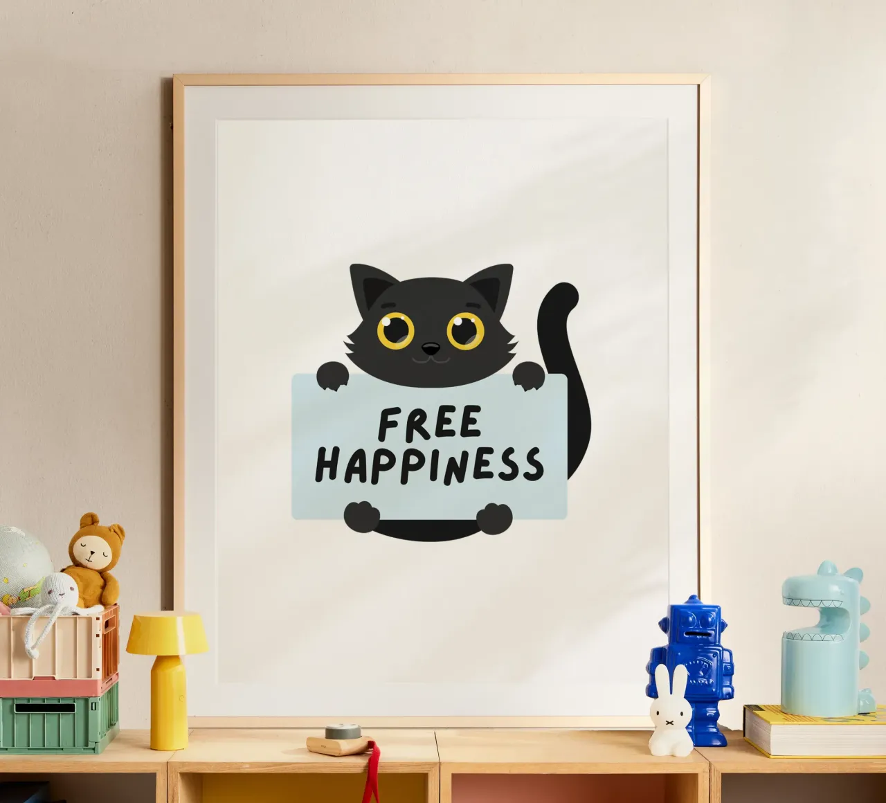 felicità libera poster con telaio in plastica da khoailang