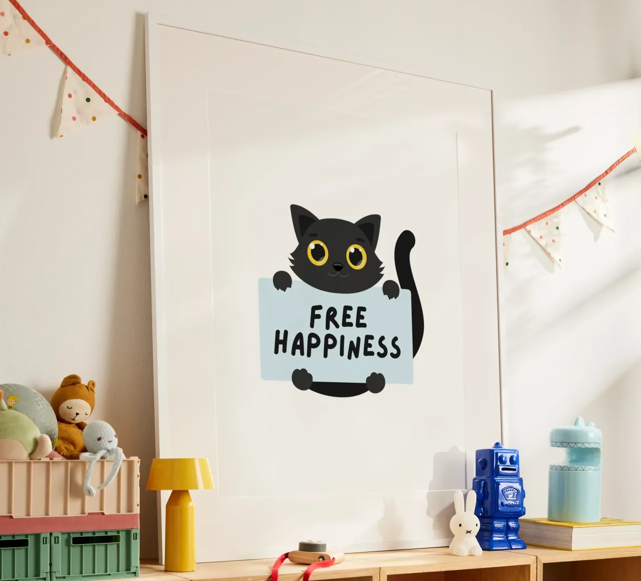 felicità libera poster con telaio in plastica da khoailang