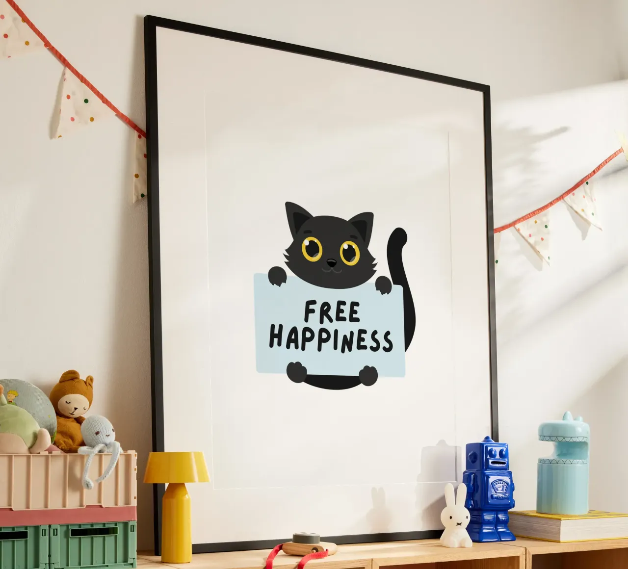felicità libera poster con telaio in plastica da khoailang