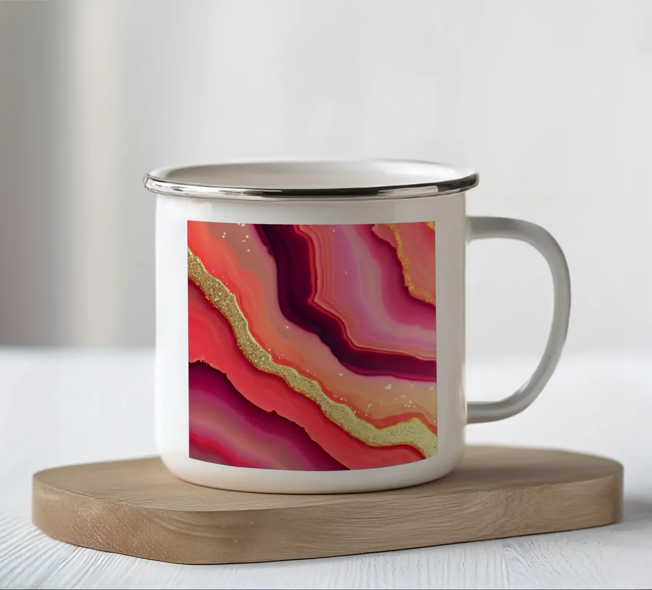 Agata rosa caldo e arancione tazza in smalto da Gemstone Textures