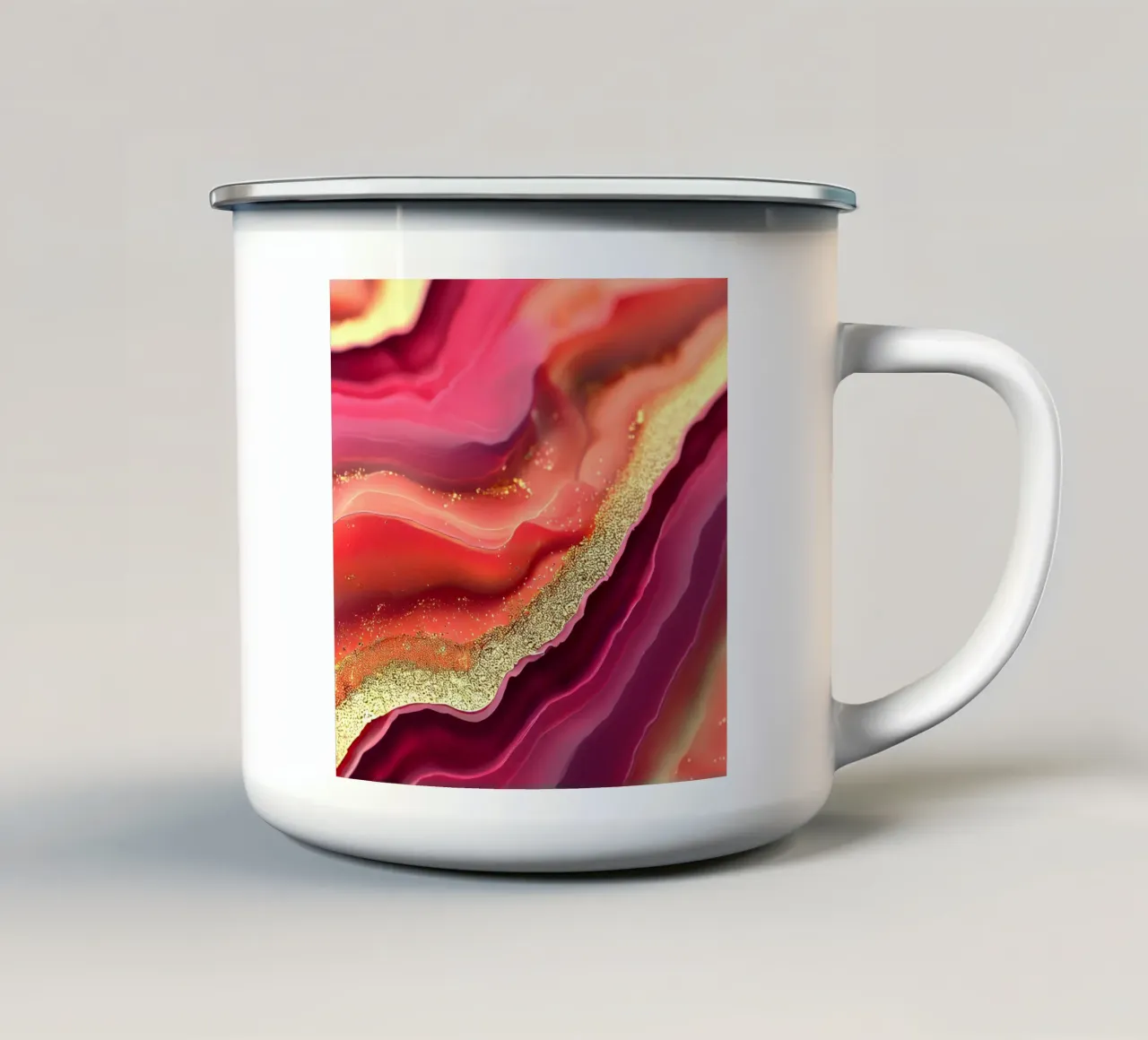 Agata rosa caldo e arancione tazza in smalto da Gemstone Textures
