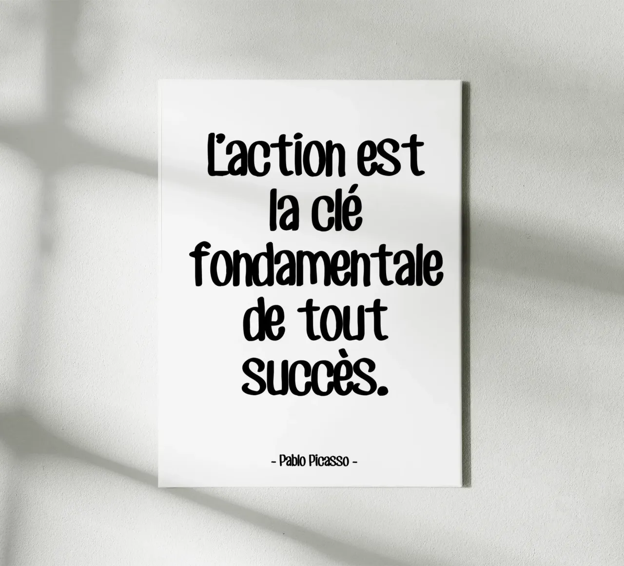 Succes citaat door Pablo Picasso canvas met Baklijst van Wall of Words
