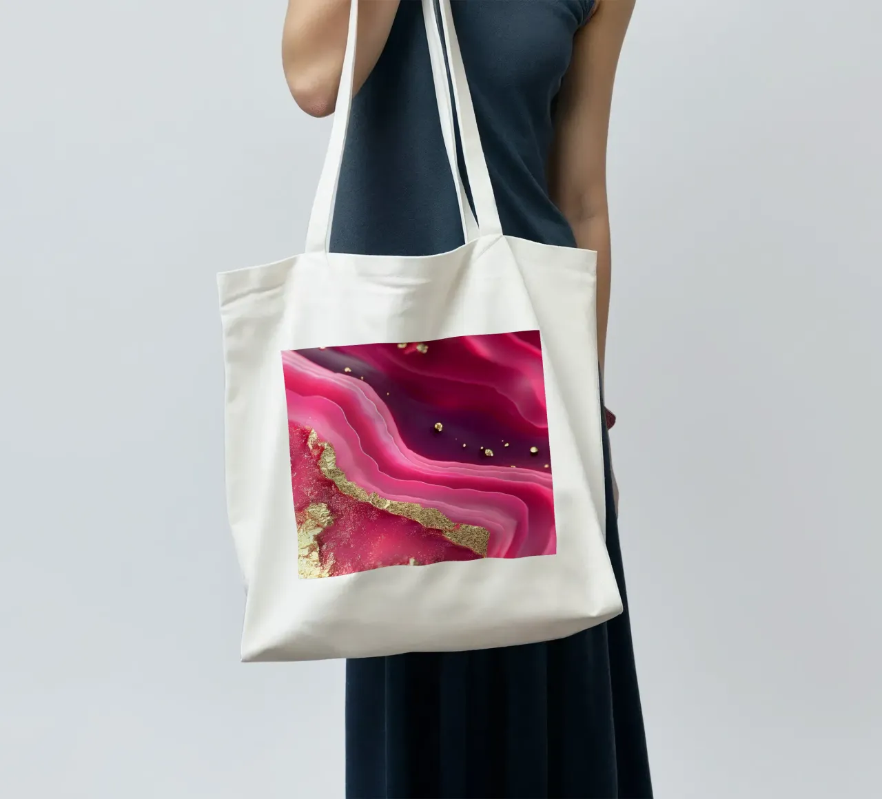 Hot Pink Agate Texture tote bag by Gemstone Textures