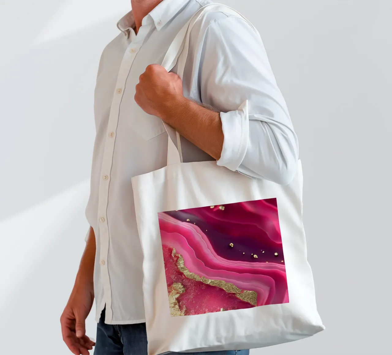 Hot Pink Agate Texture tote bag by Gemstone Textures