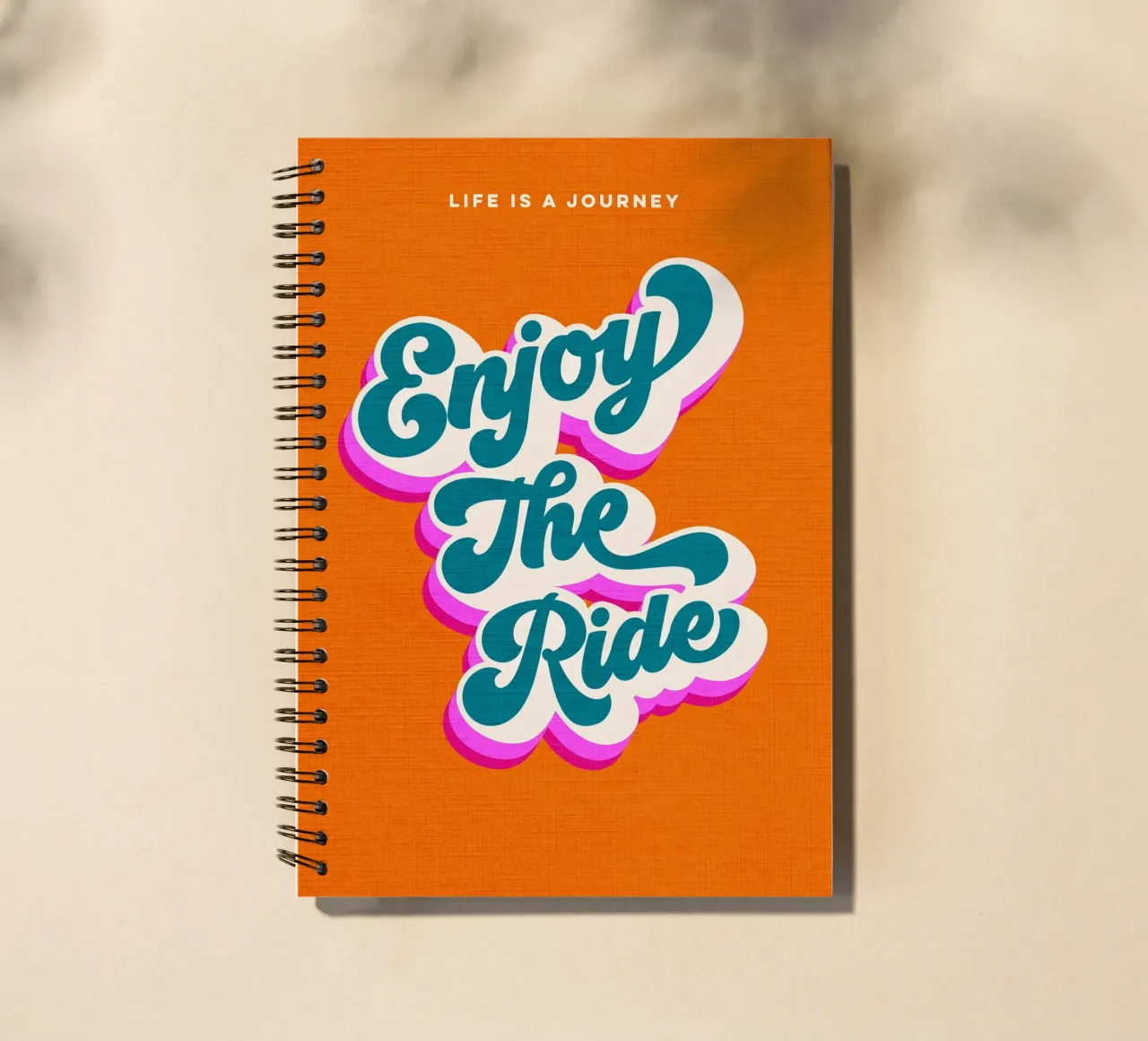 Life is a Journey, Enjoy the Ride • Retro typography spiral notebook by Dominique Vari Words