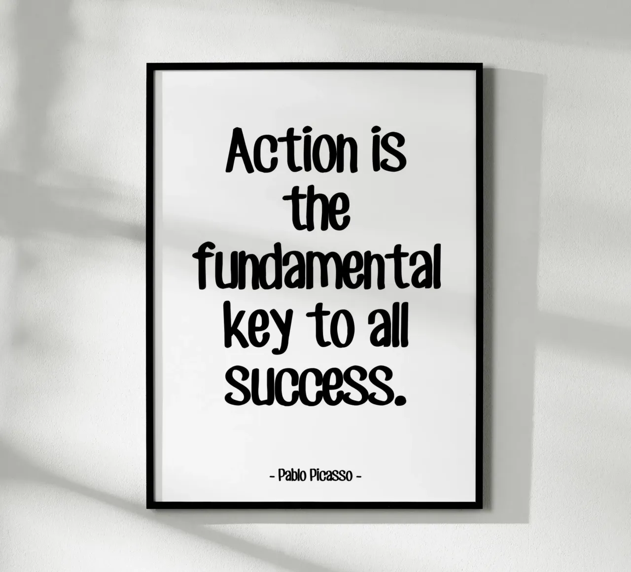 Succes citaat door Pablo Picasso poster met aluminium frame van Wall of Words