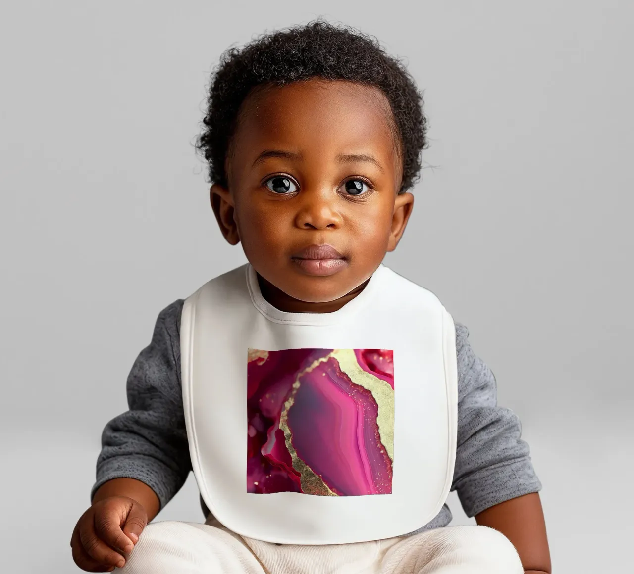 Hot Pink Agate Texture baby bib by Gemstone Textures
