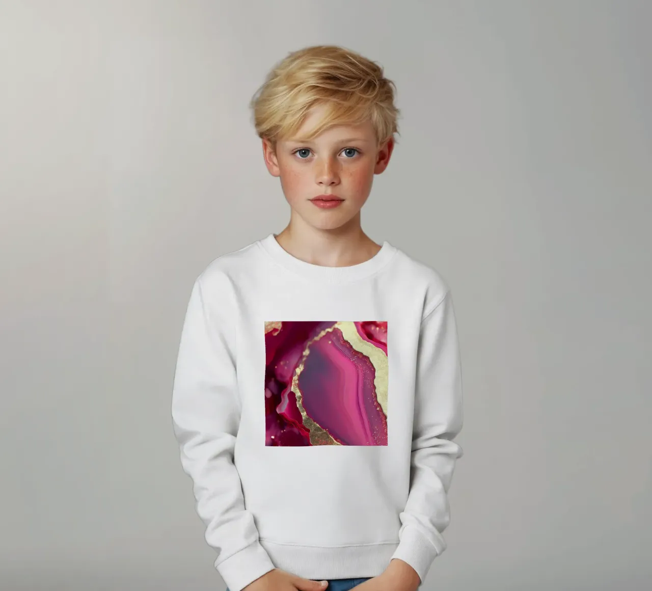 Hot Pink Achat Textur Kinder Sweatshirt von Gemstone Textures