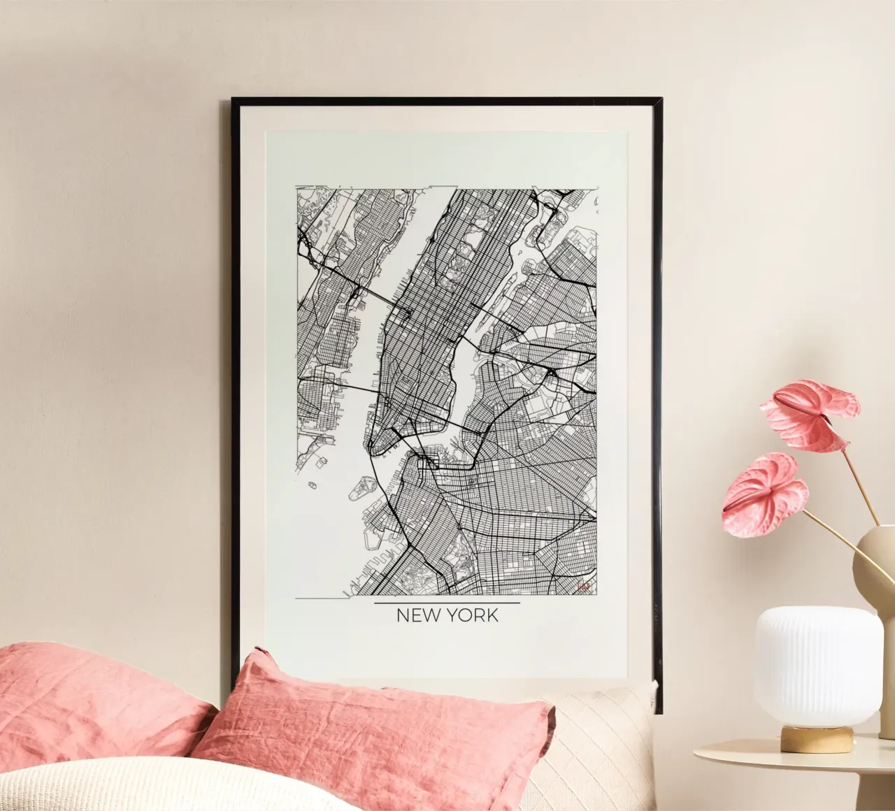 New York Minimal poster con telaio in legno da Hubert Roguski
