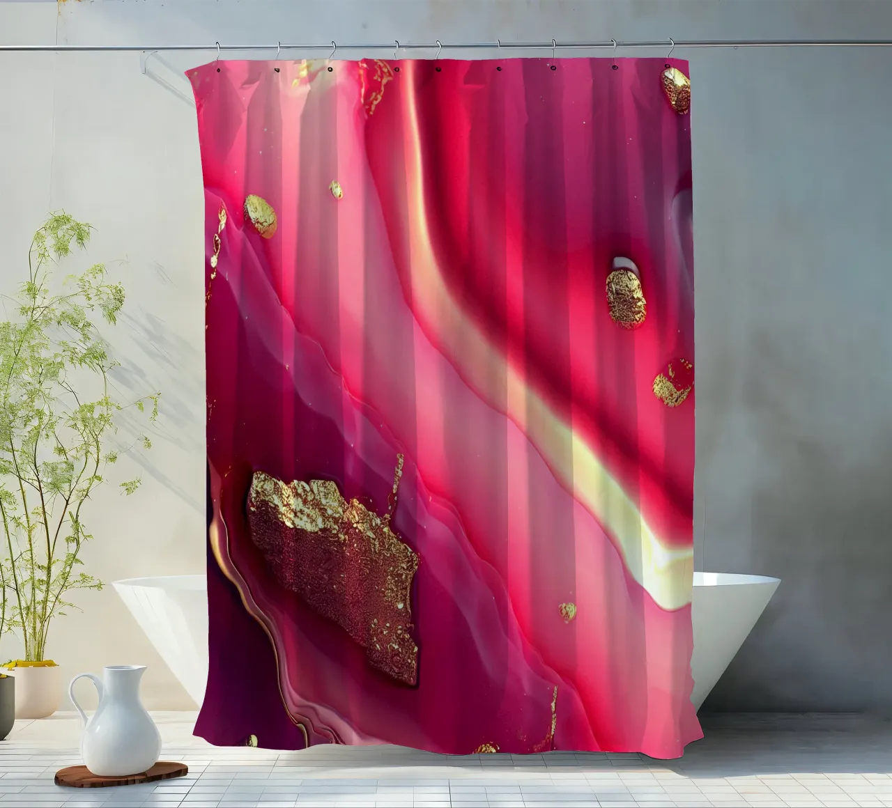 Hot Pink Agate Texture shower curtain by Gemstone Textures