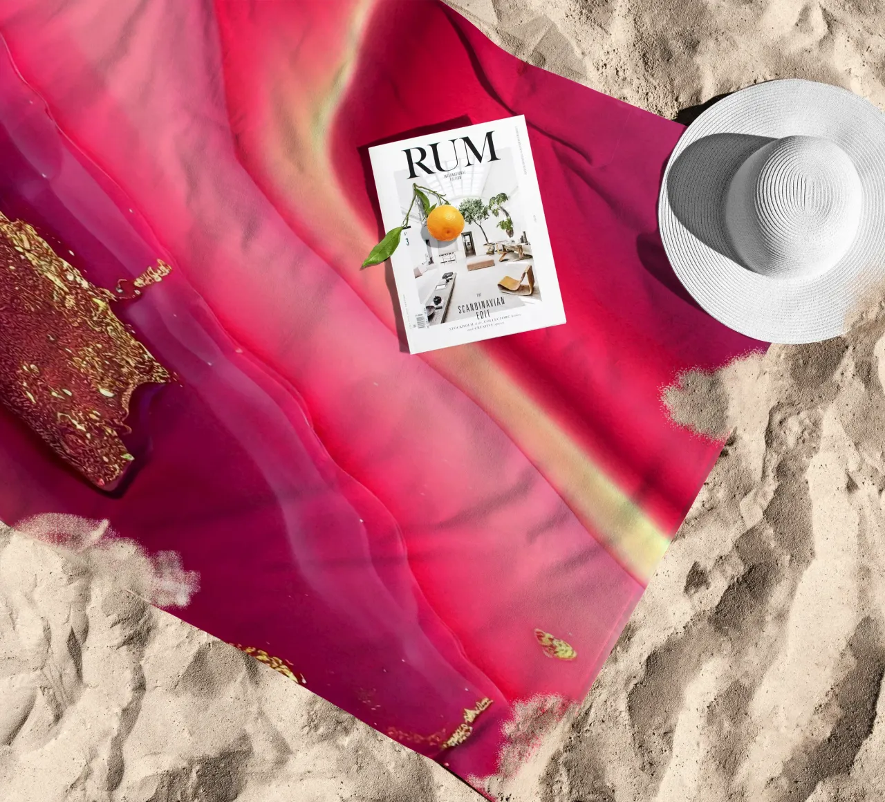 Roze Agaat Textuur strandhanddoek van Gemstone Textures