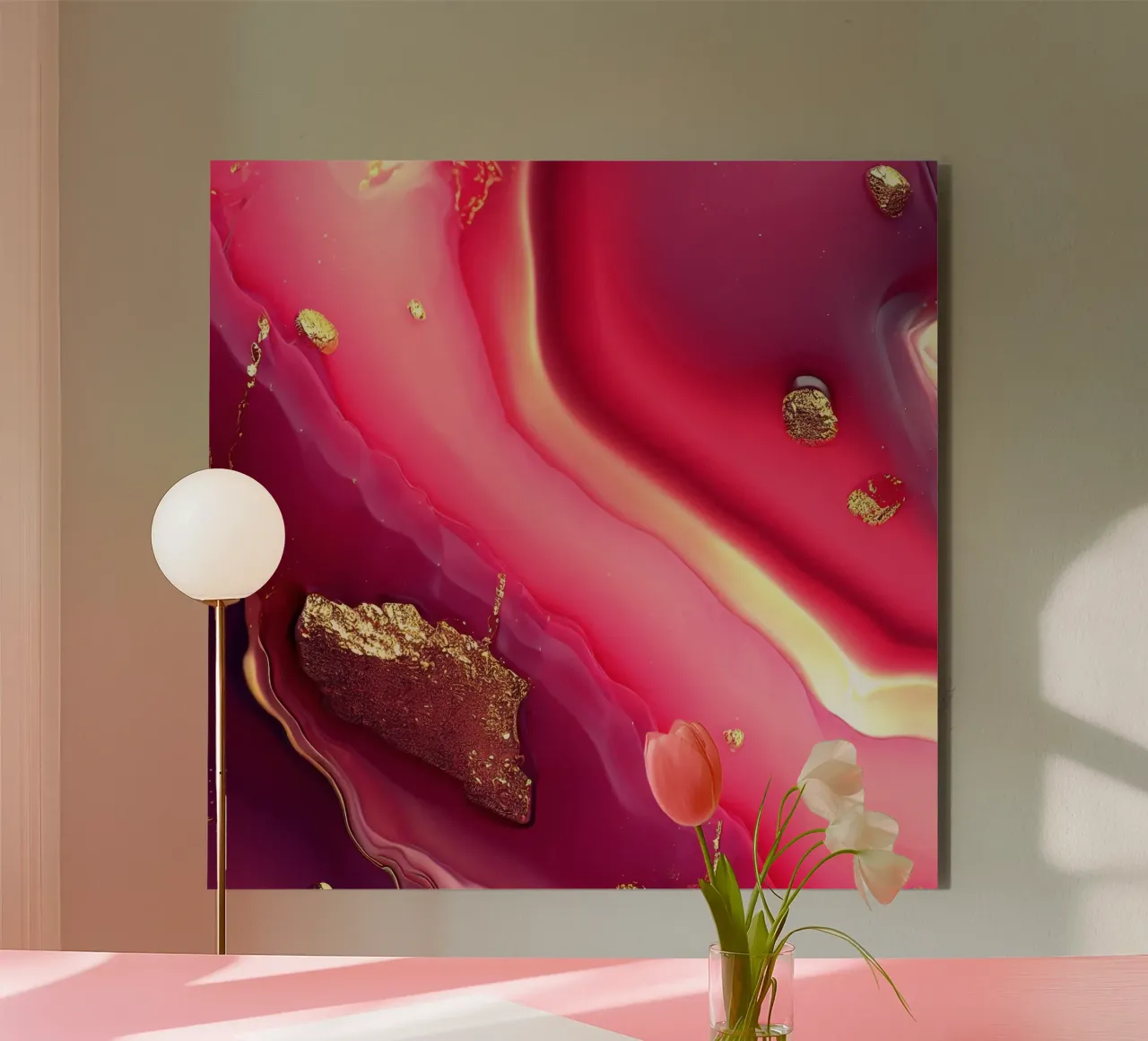 Hot Pink Agate Texture alu-dibond by Gemstone Textures