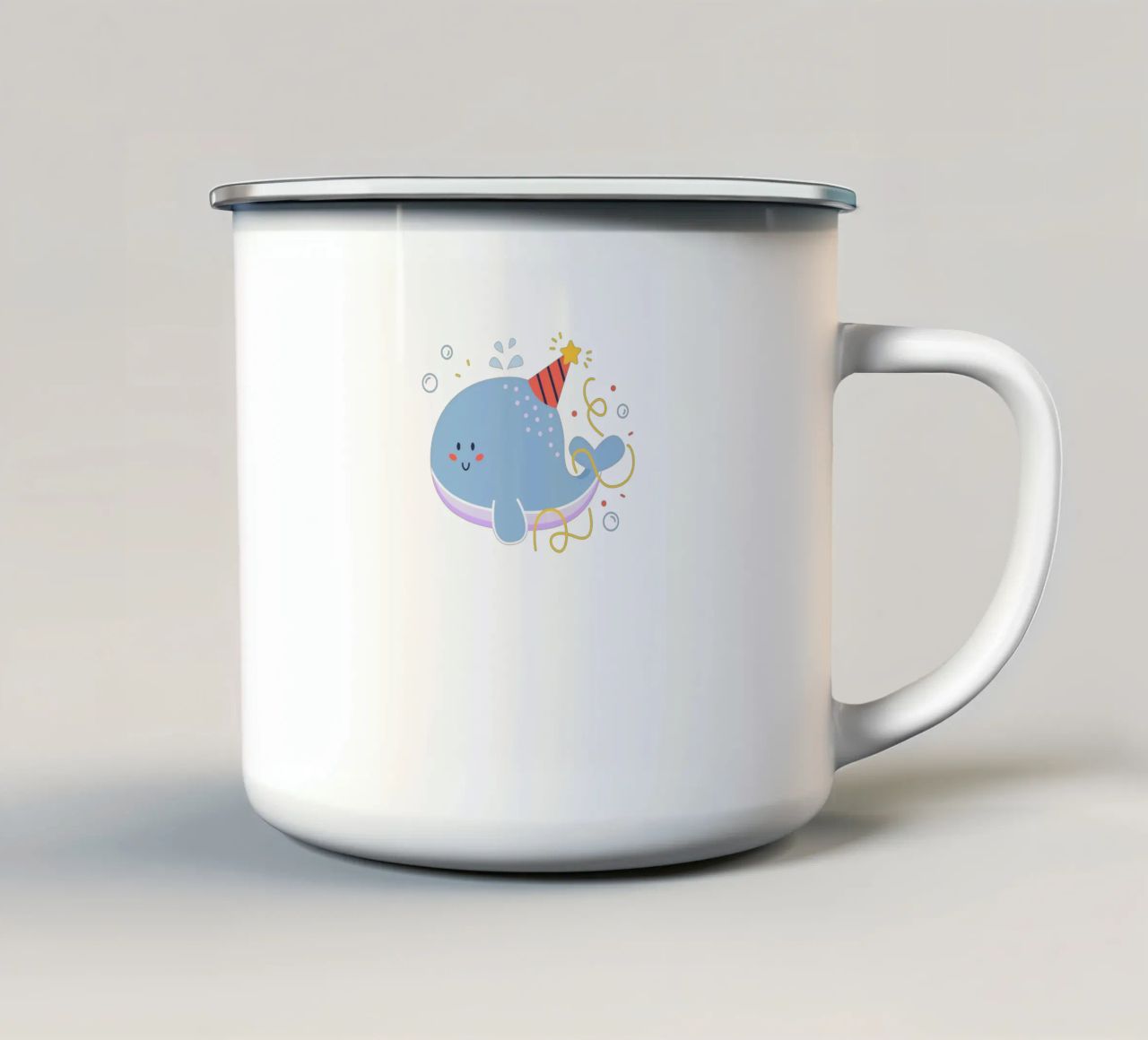 baleine heureuse mug en émail de khoailang