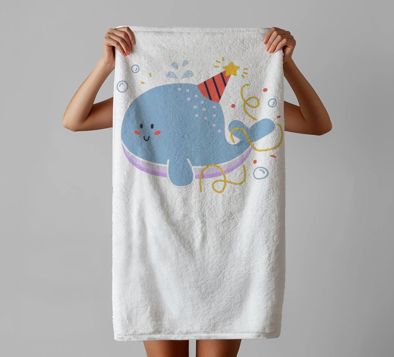 baleine heureuse serviette de bain de khoailang