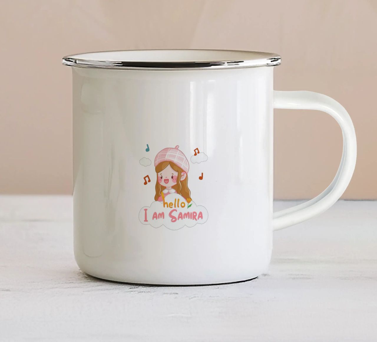 hello girl personalisable tazza in smalto da khoailang