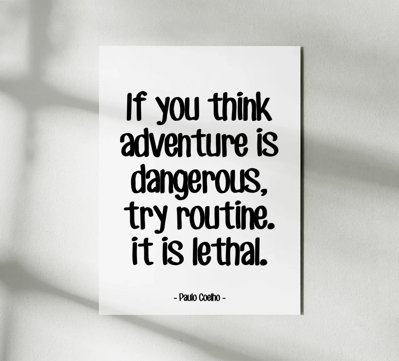 Citation Aventure di Paulo Coelho alluminio dibond da Wall of Words