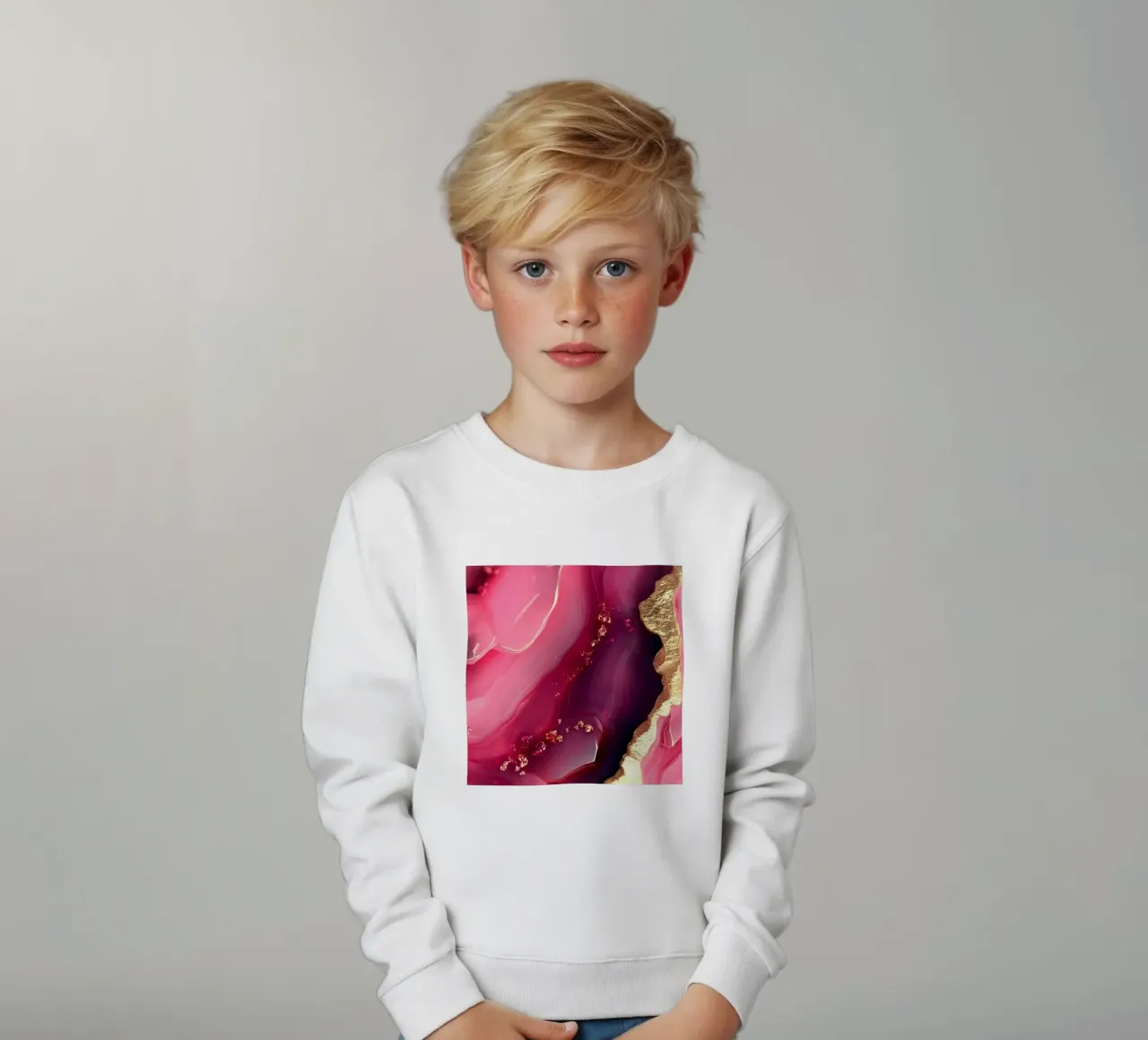 Hot Pink Agate Texture kids sweatshirt by Gemstone Textures