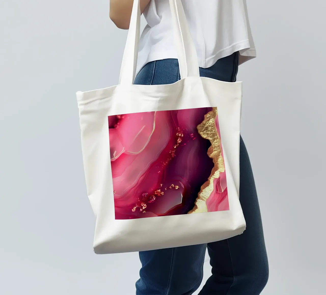Hot Pink Agate Texture tote bag by Gemstone Textures