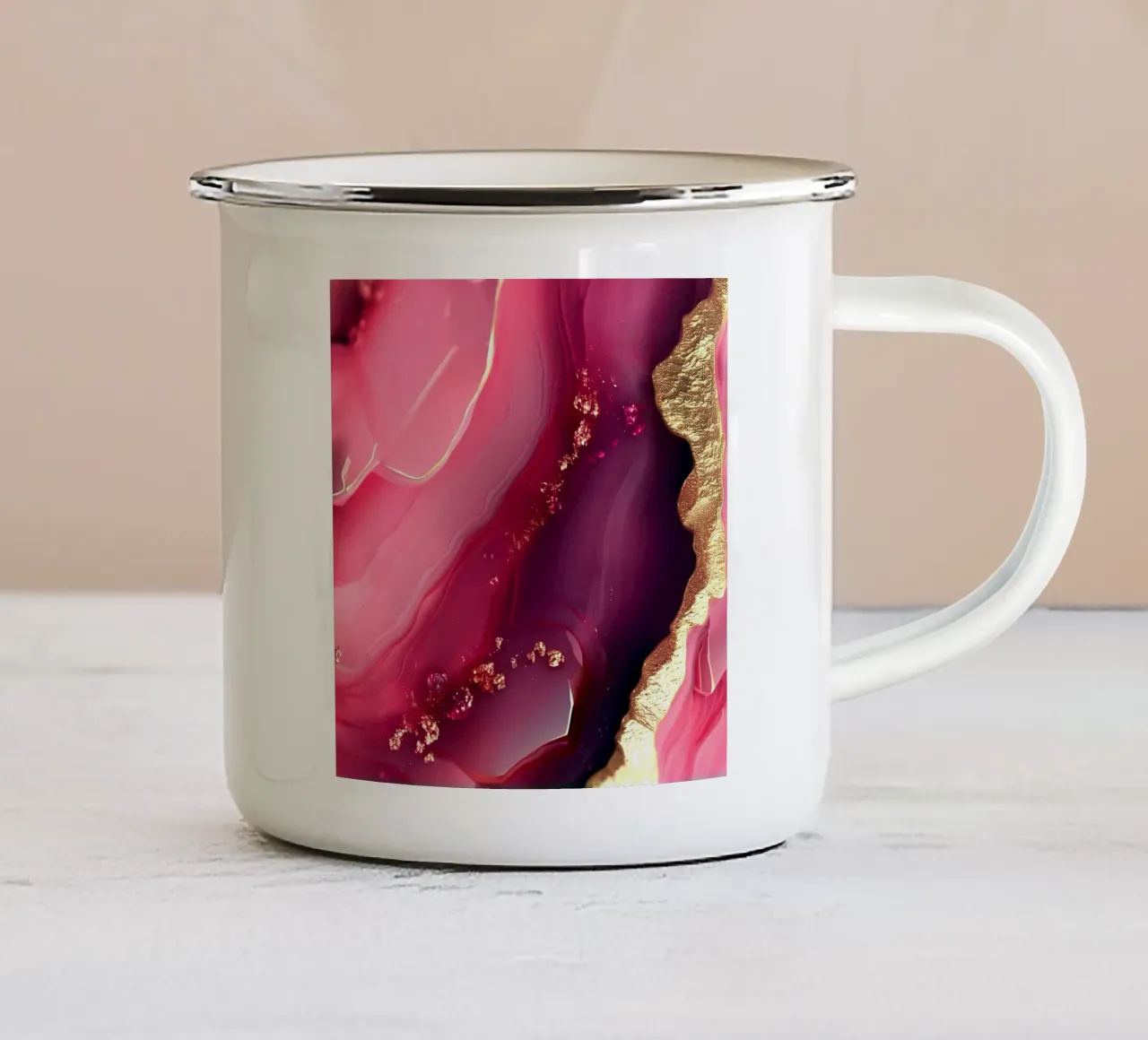 Texture agata rosa caldo tazza in smalto da Gemstone Textures
