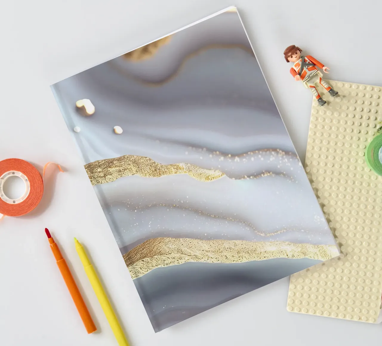 White & Gold Agate Texture notebook by Gemstone Textures