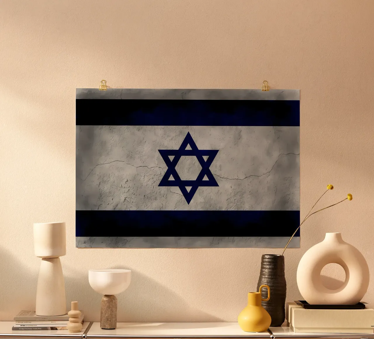 Bandiera d'epoca di Israele poster con telaio in alluminio da Joshua A Holmes