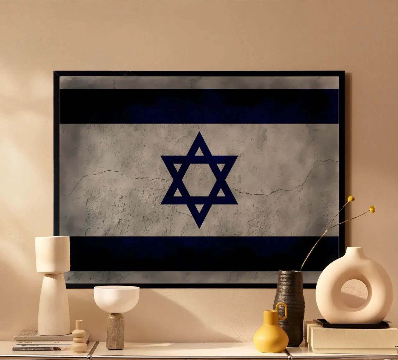 Bandiera d'epoca di Israele poster con telaio in alluminio da Joshua A Holmes