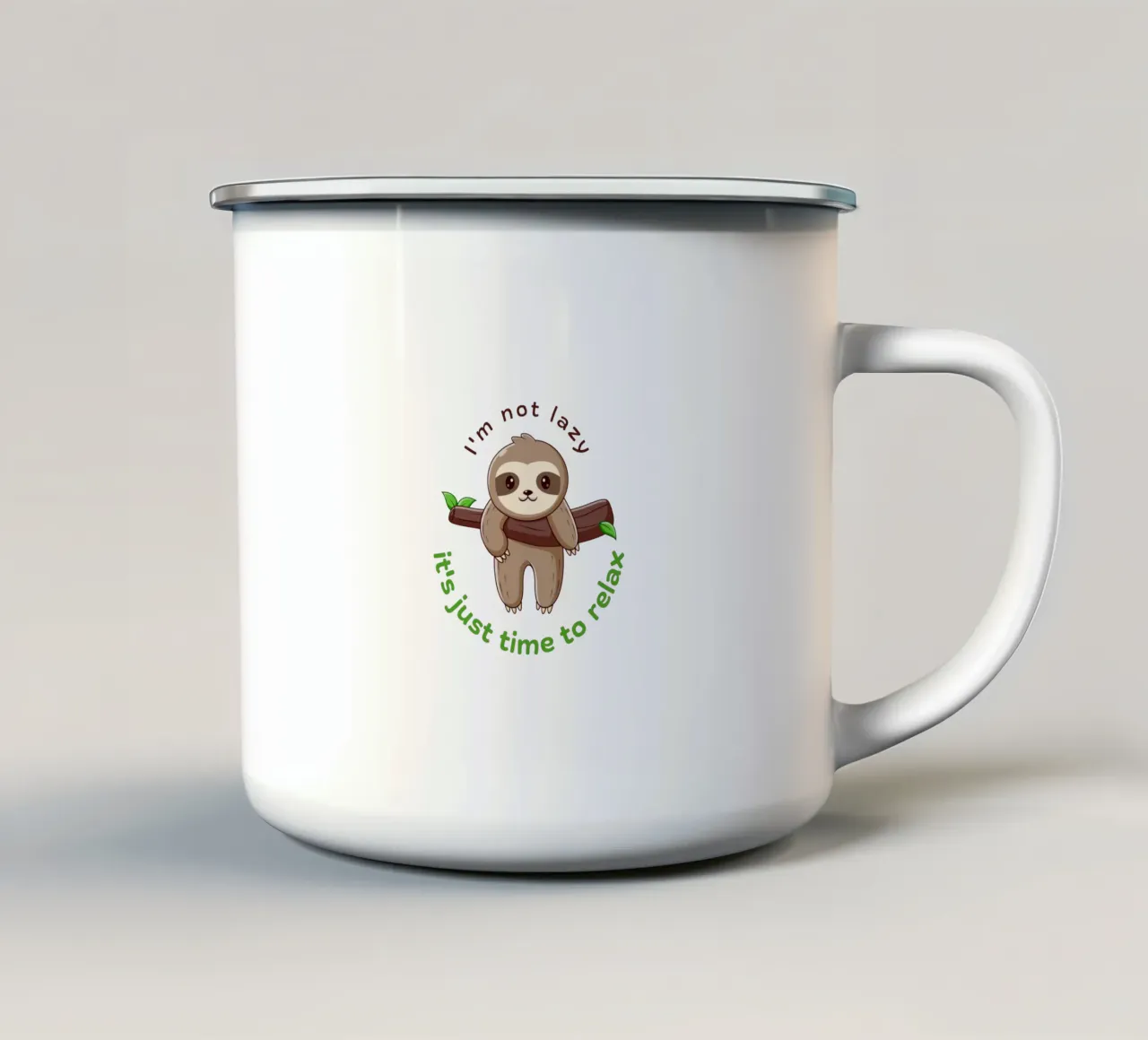 Je ne suis pas paresseux mug en émail de khoailang