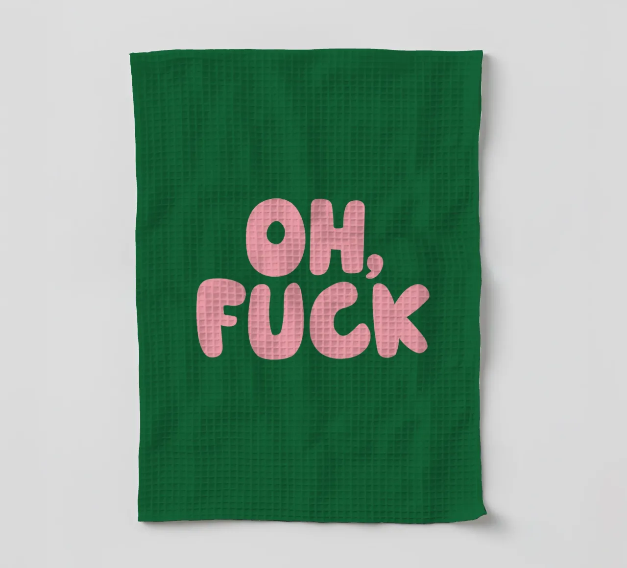 Oh Fuck Sassy Sarcastic Hand Drawn Typography Print in Green tea towel by THE MOTIVATED TYPE