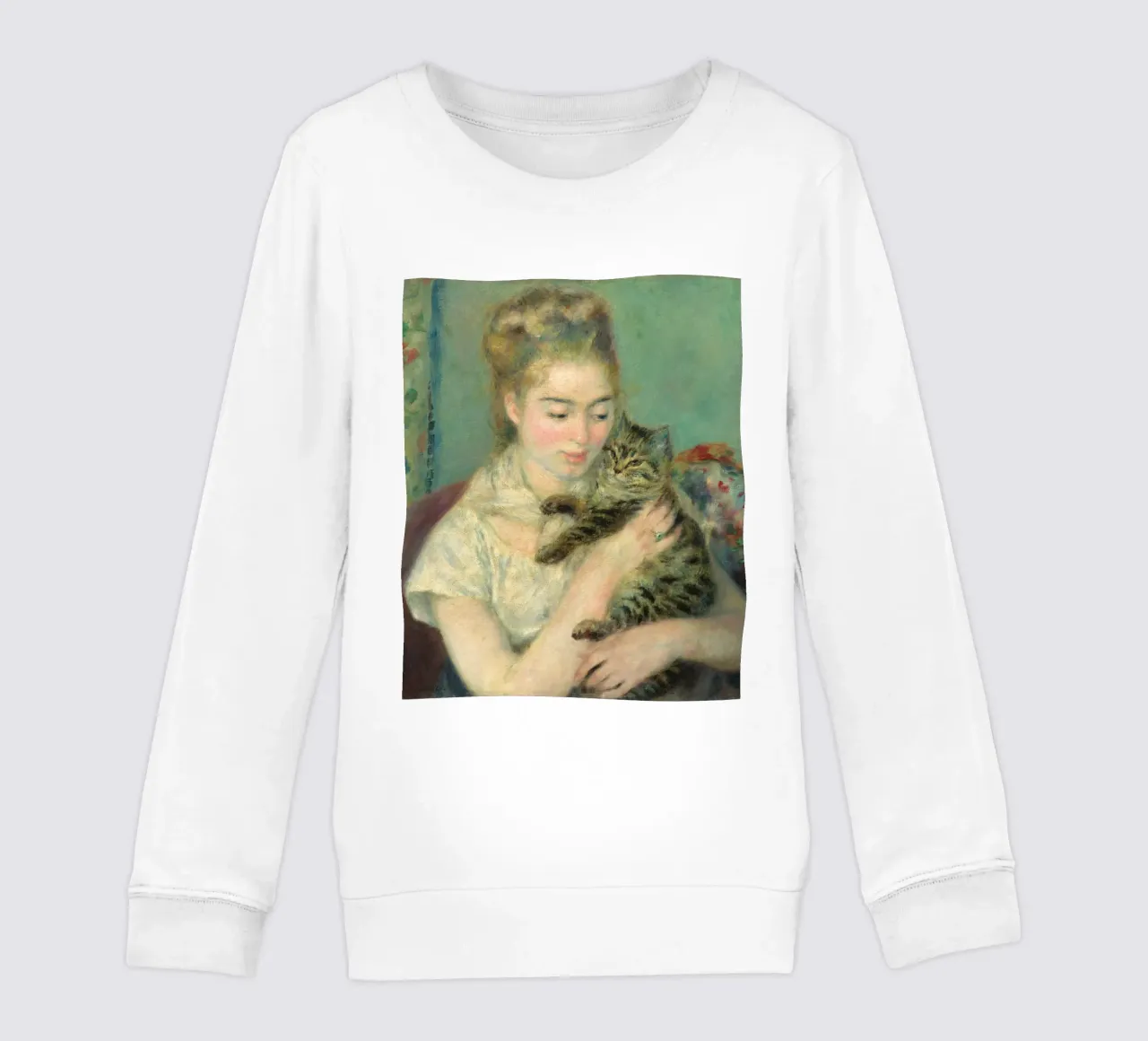 Pierre Auguste Renoir - donna con gatto felpa bambino da Timeless Artworks