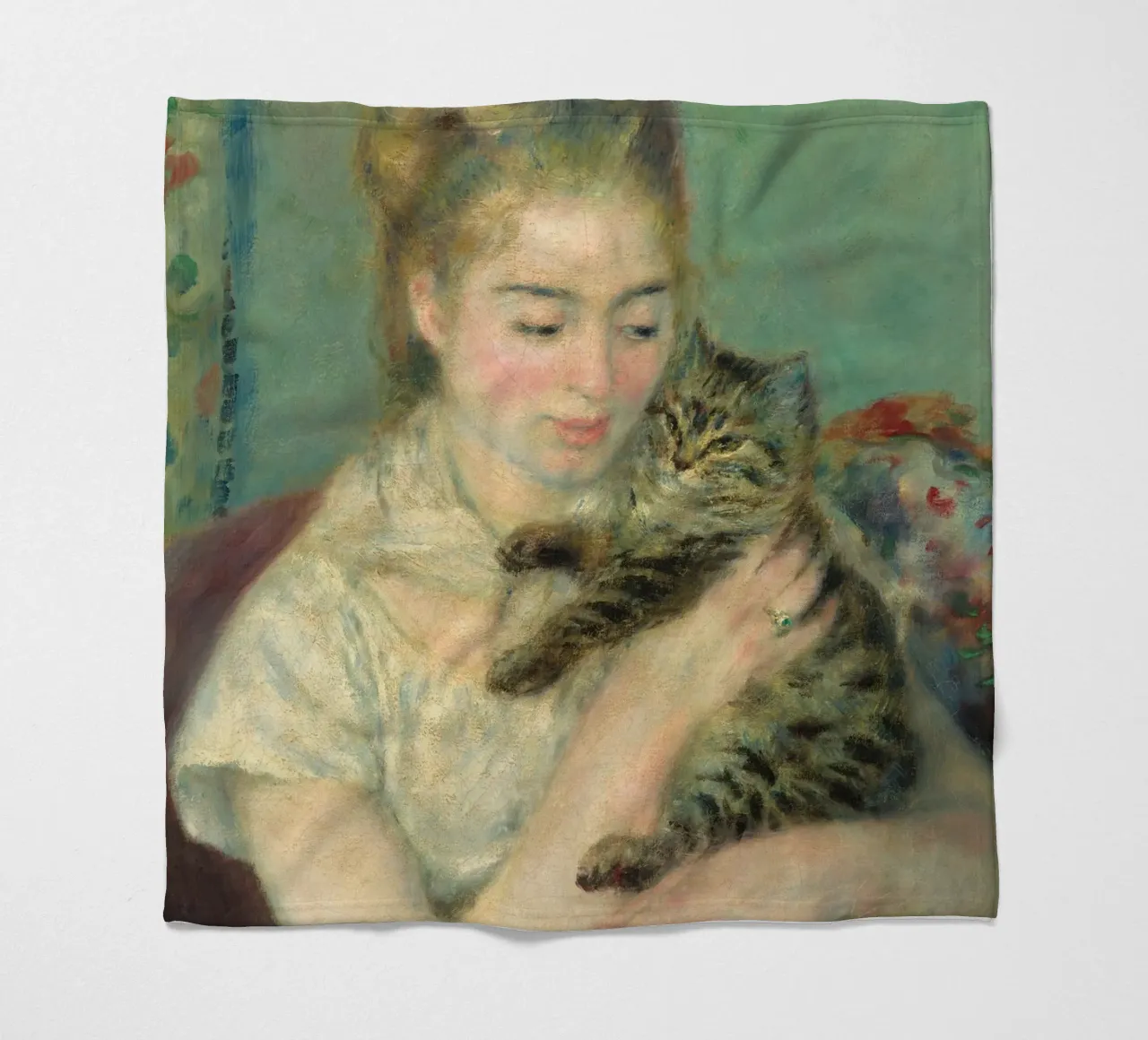 Pierre Auguste Renoir - donna con gatto coperta in pile da Timeless Artworks