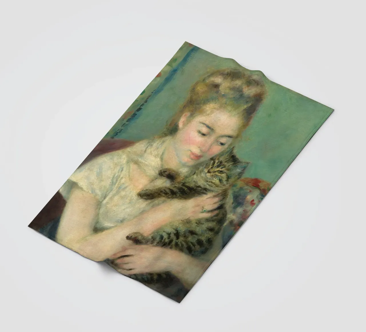 Pierre Auguste Renoir - donna con gatto coperta in pile da Timeless Artworks