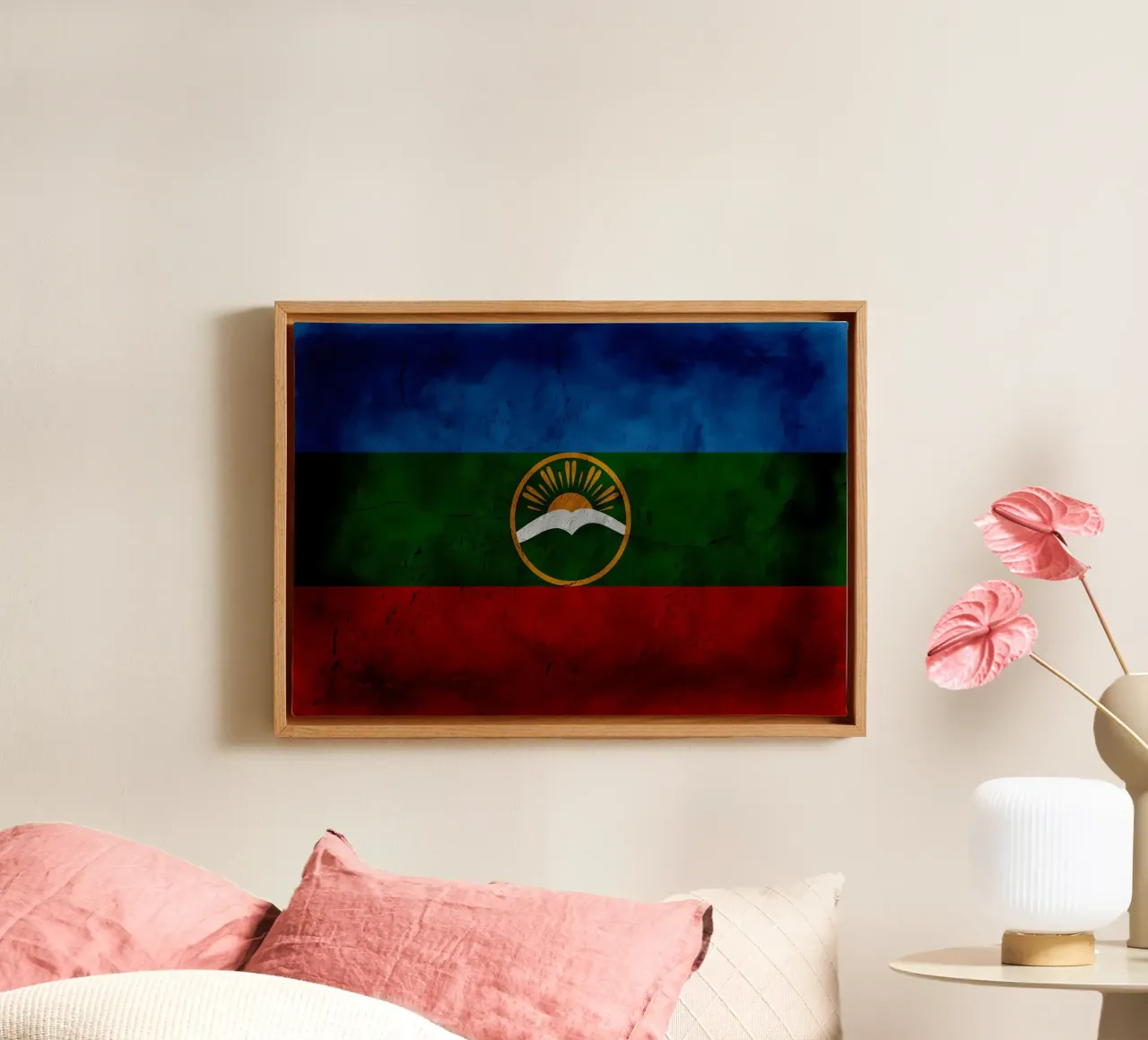 Bandiera d'epoca Karachay Cherkessia tela con Cornice a cassetta da Joshua A Holmes