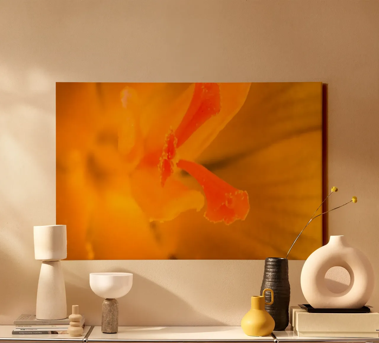 Steli dei fiori di un croco giallo tela con Cornice a cassetta da Marcus Beckert | Fotografie