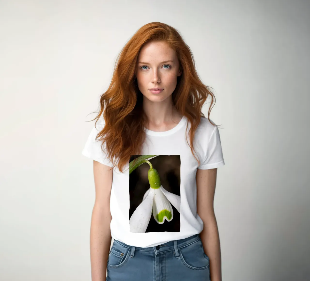 Close-up of a snowdrop women's fitted t-shirt by Marcus Beckert | Fotografie