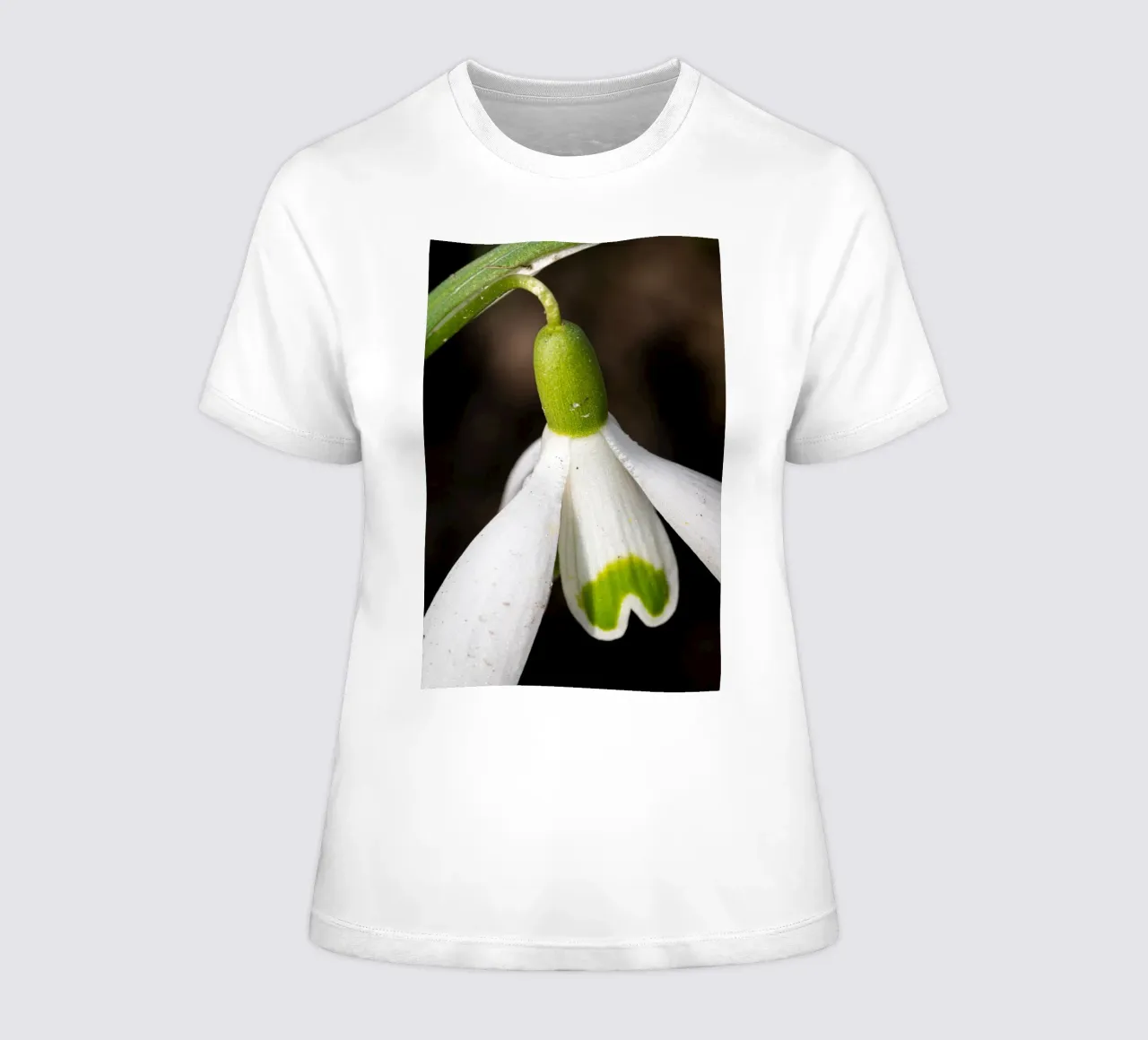 Close-up of a snowdrop women's fitted t-shirt by Marcus Beckert | Fotografie