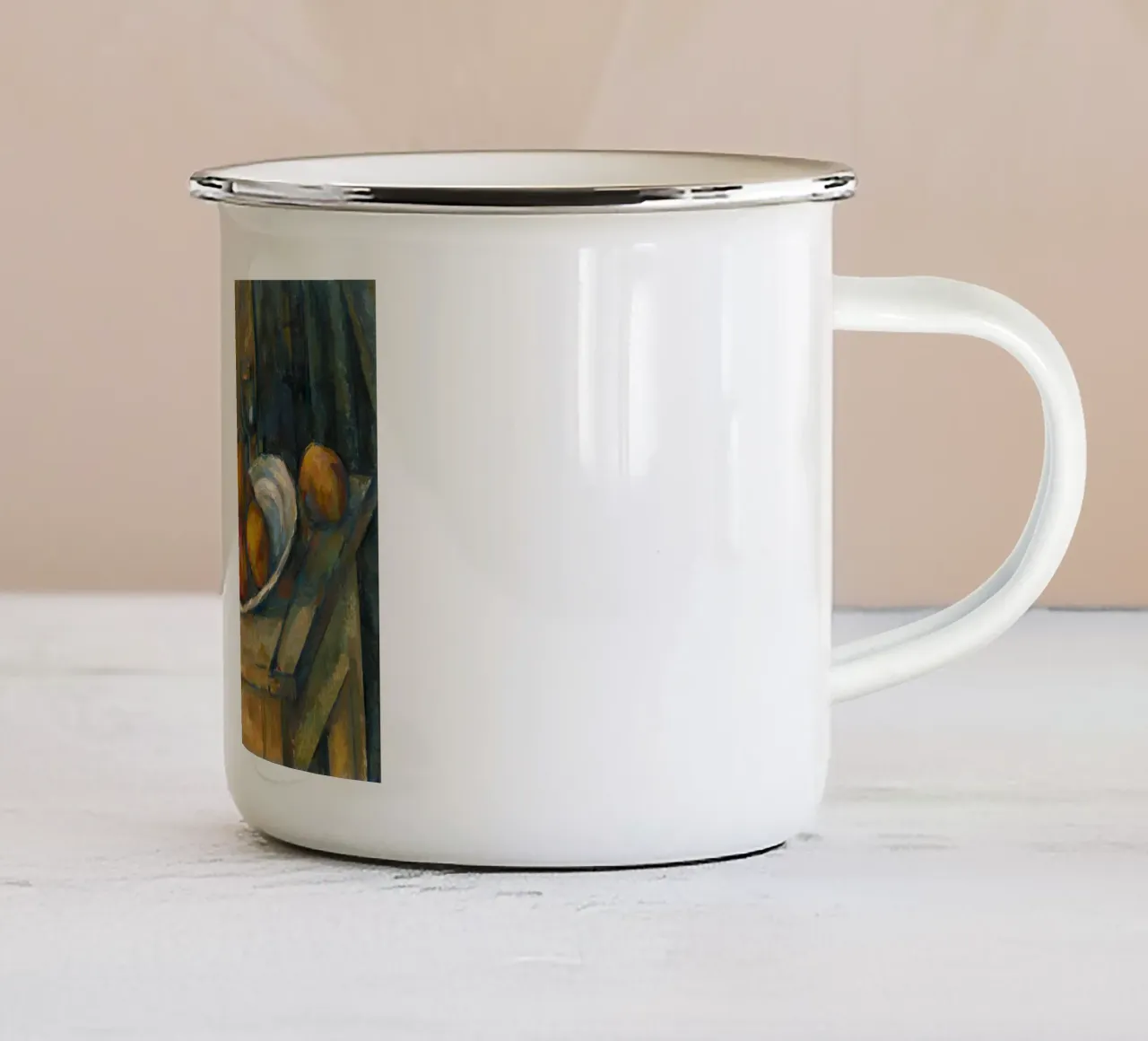 Paul Cézanne - Natura morta con brocca di latte e frutta tazza in smalto da William Store