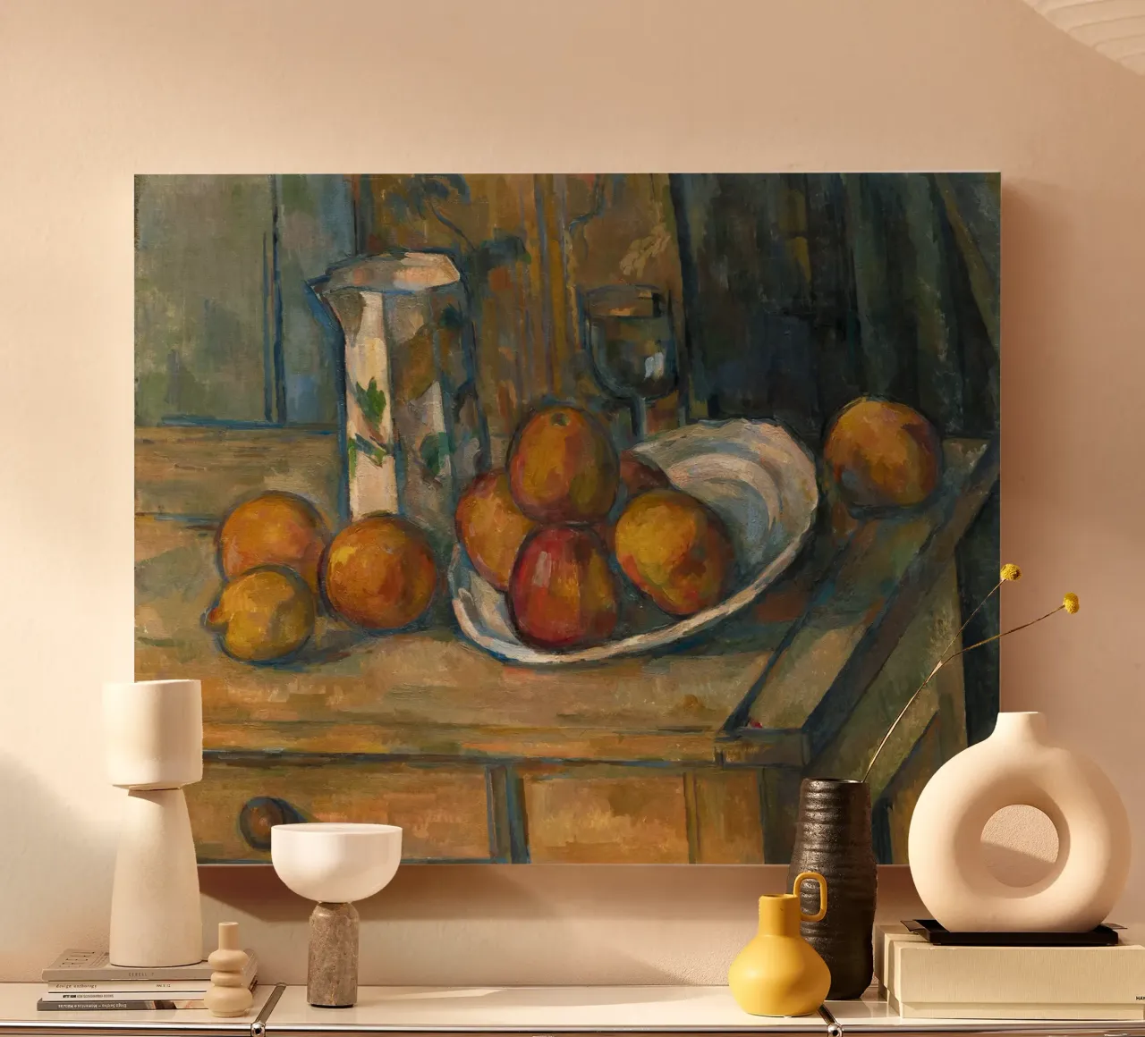 Paul Cézanne - Natura morta con brocca di latte e frutta tela da William Store