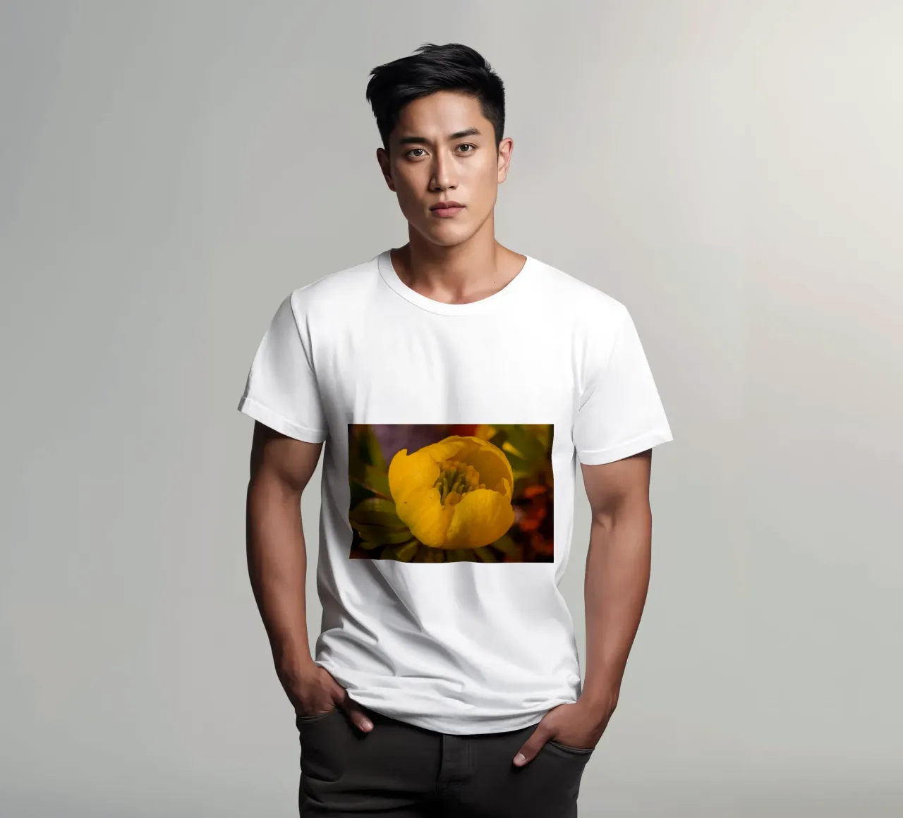 Gros plan sur la fleur jaune d'une gaulthérie t-shirt de Marcus Beckert | Fotografie