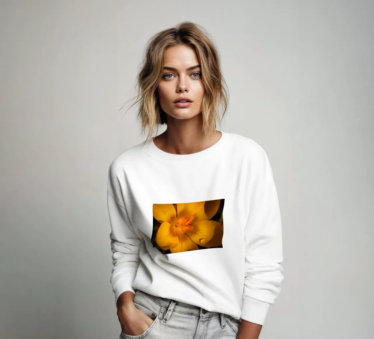 Crocus jaune avec des gouttes d'eau sur les pétales sweat de Marcus Beckert | Fotografie