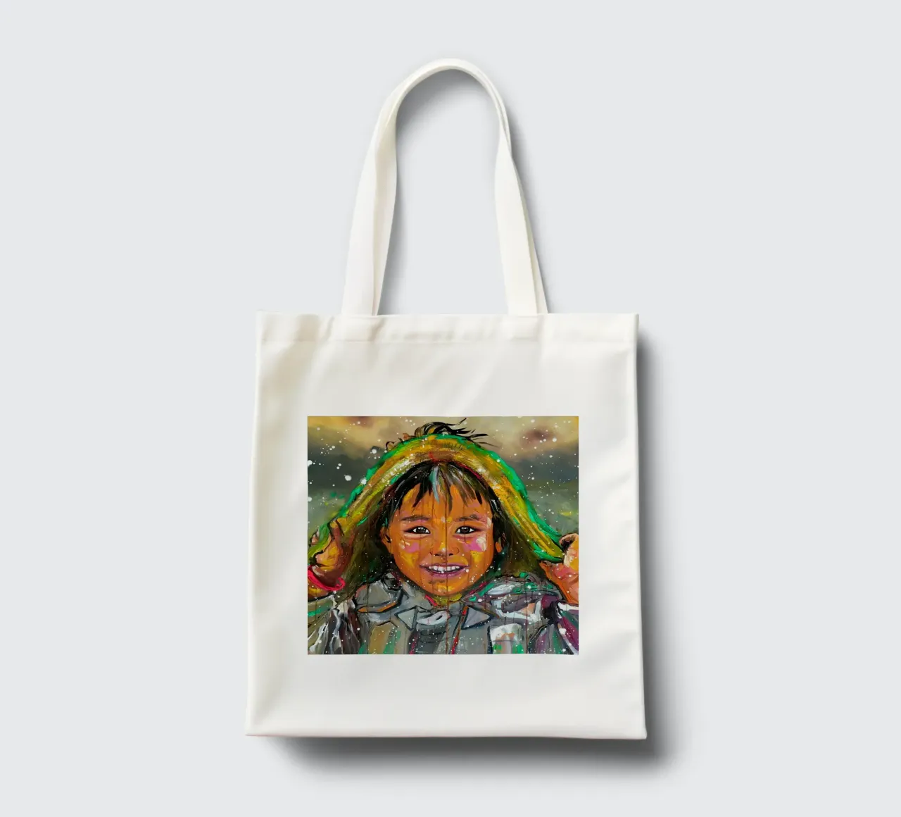 A Smile from Nepal borsa in juta da Happy 😃 Art 🎨 by Christine Schnoell