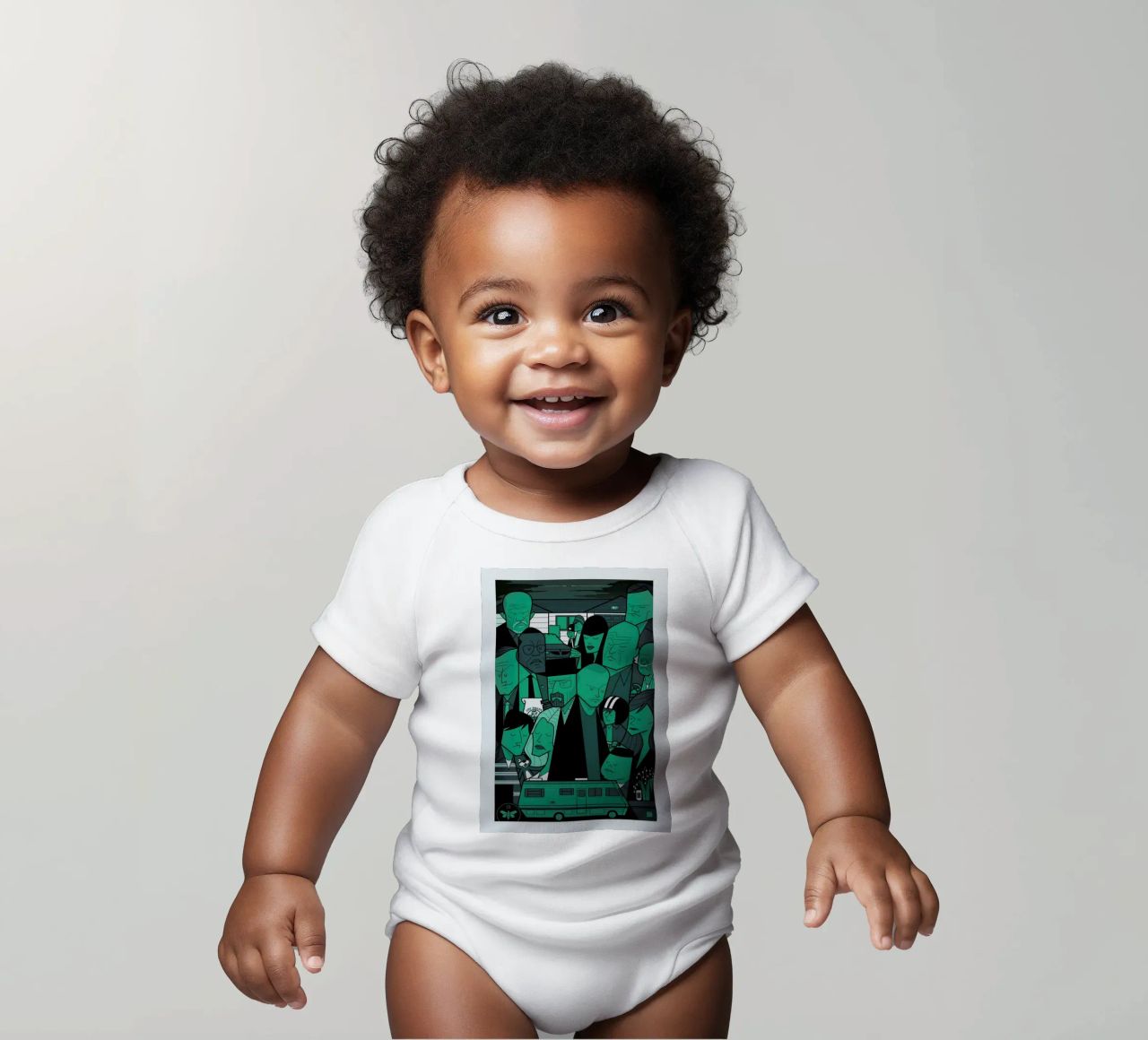 I'm the one who knocks - green version short-sleeve baby romper by Ale Giorgini