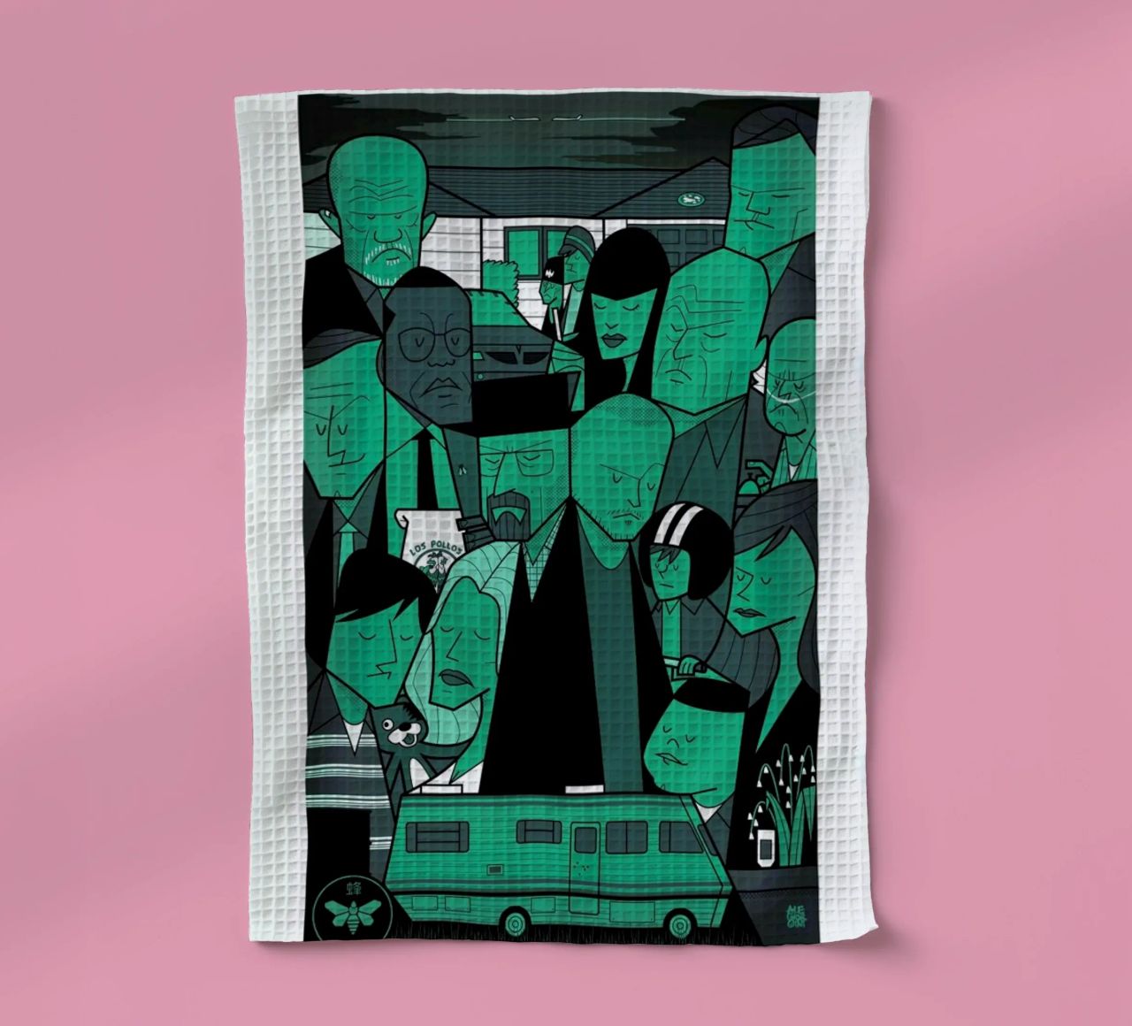 I'm the one who knocks - green version tea towel by Ale Giorgini