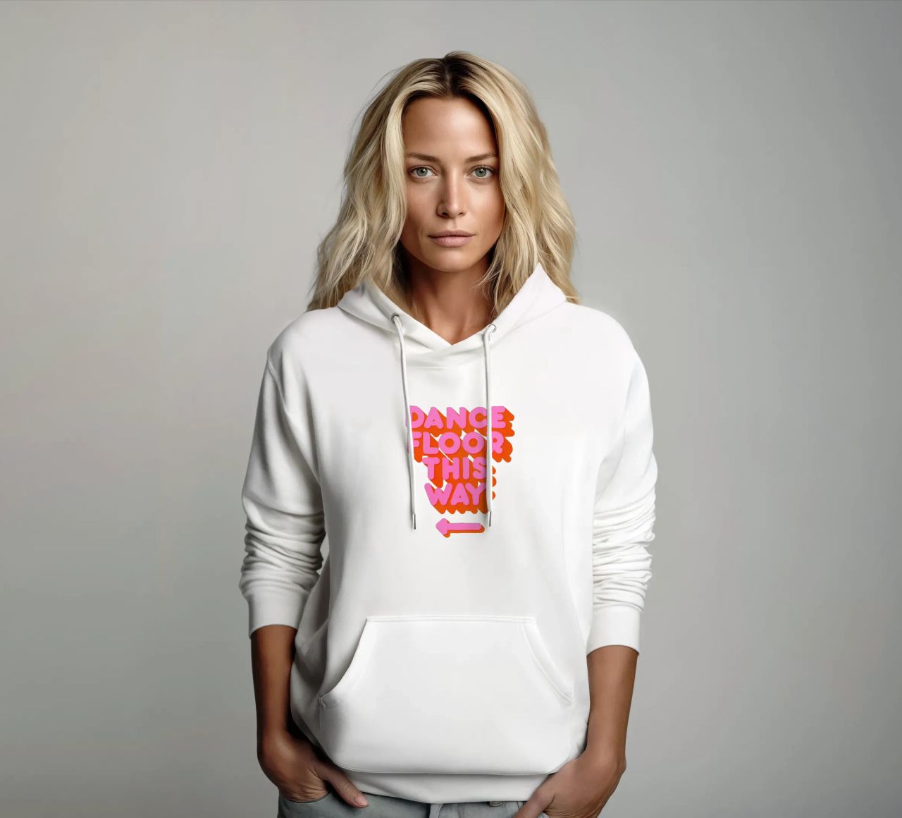 Retro "Dance Floor This Way" Typography Art Print felpa con cappuccio da showmemars