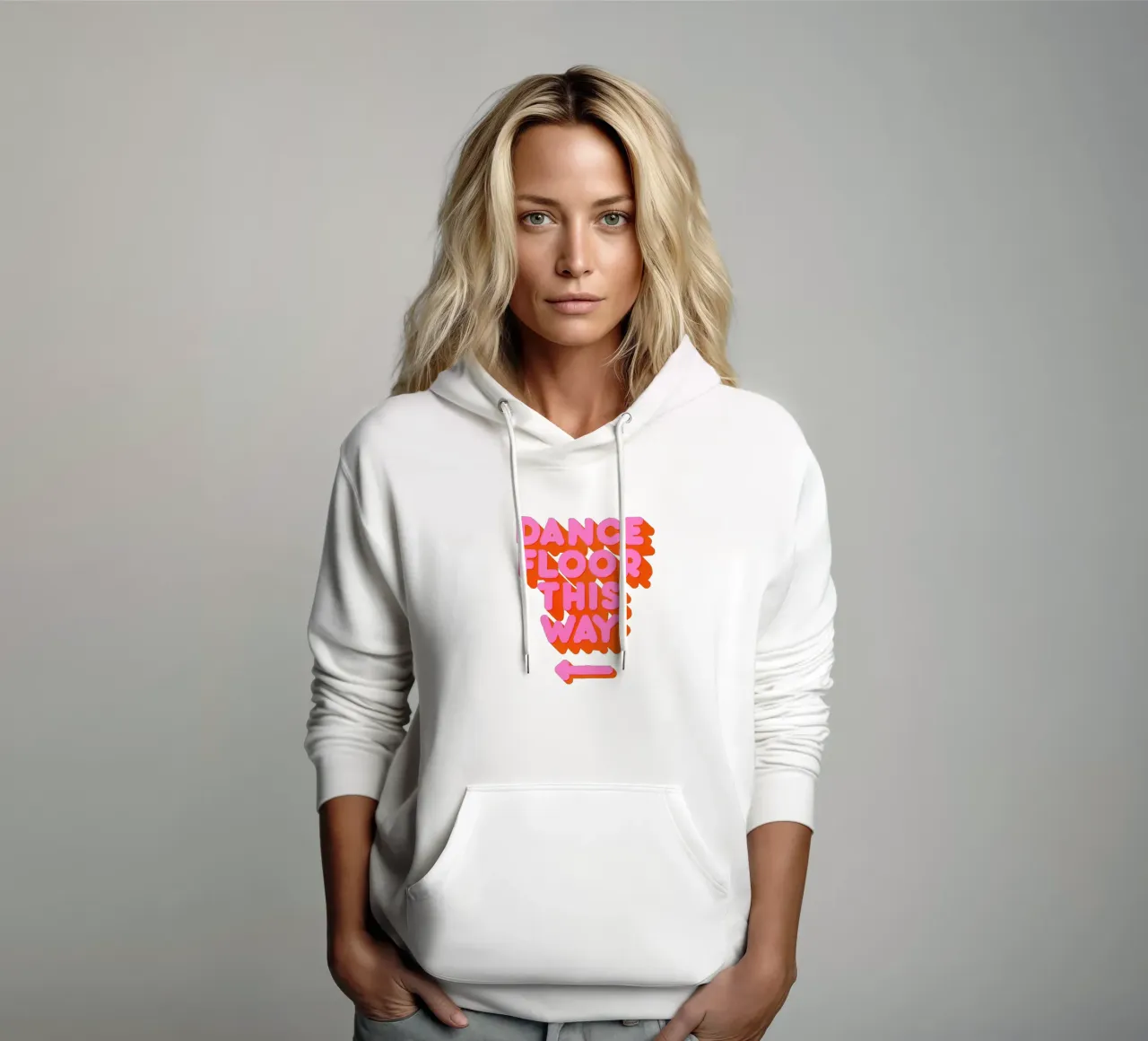 Retro "Dance Floor This Way" Typography Art Print sudadera con capucha de showmemars