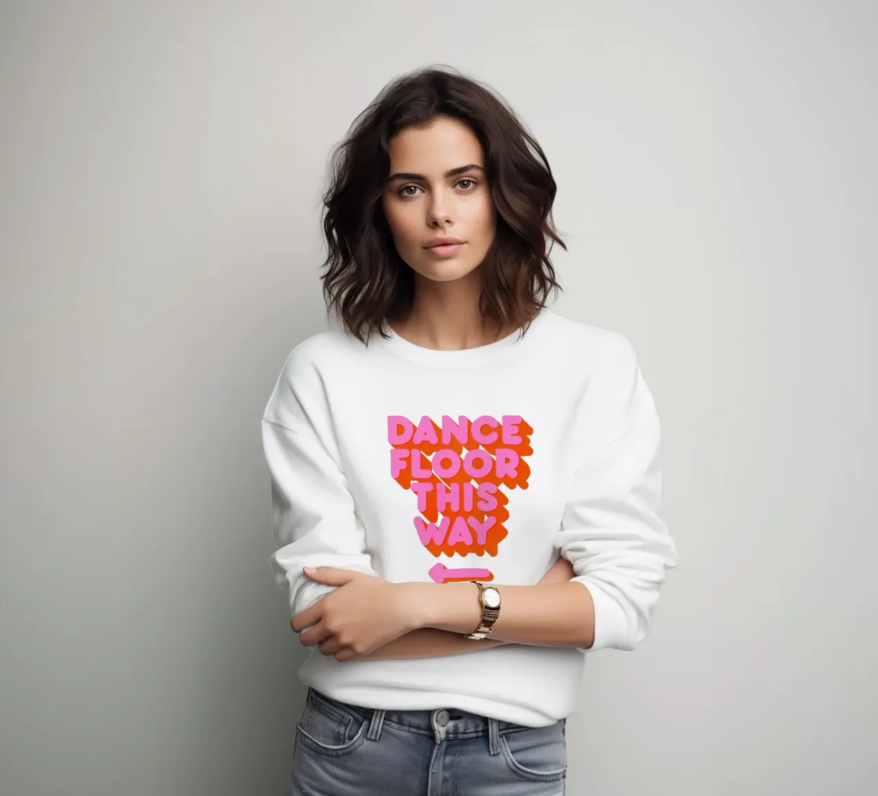 Retro "Dance Floor This Way" Typography Art Print sweat de showmemars