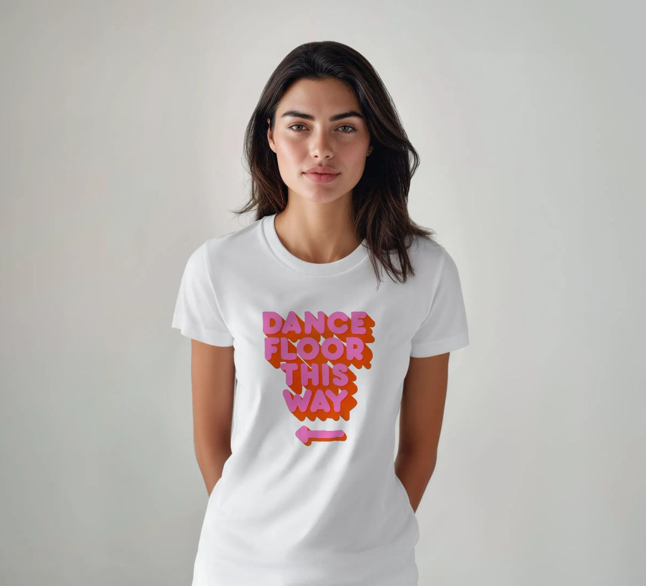Retro "Dance Floor This Way" Typography Art Print t-shirt da showmemars