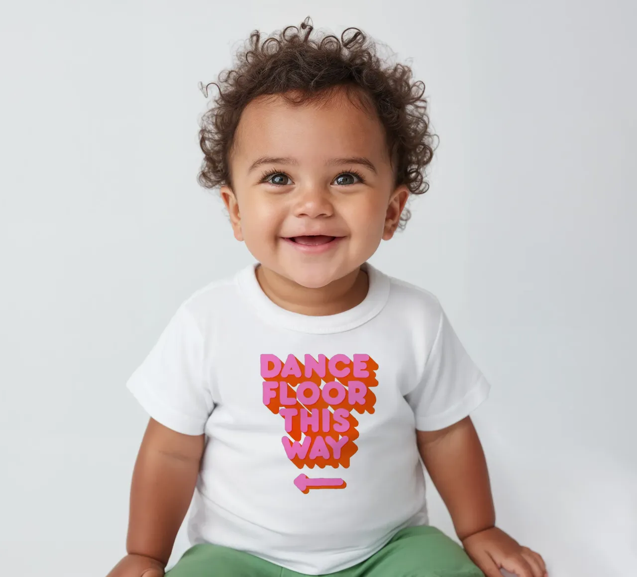 Retro "Dance Floor This Way" Typography Art Print camiseta de bebé de showmemars