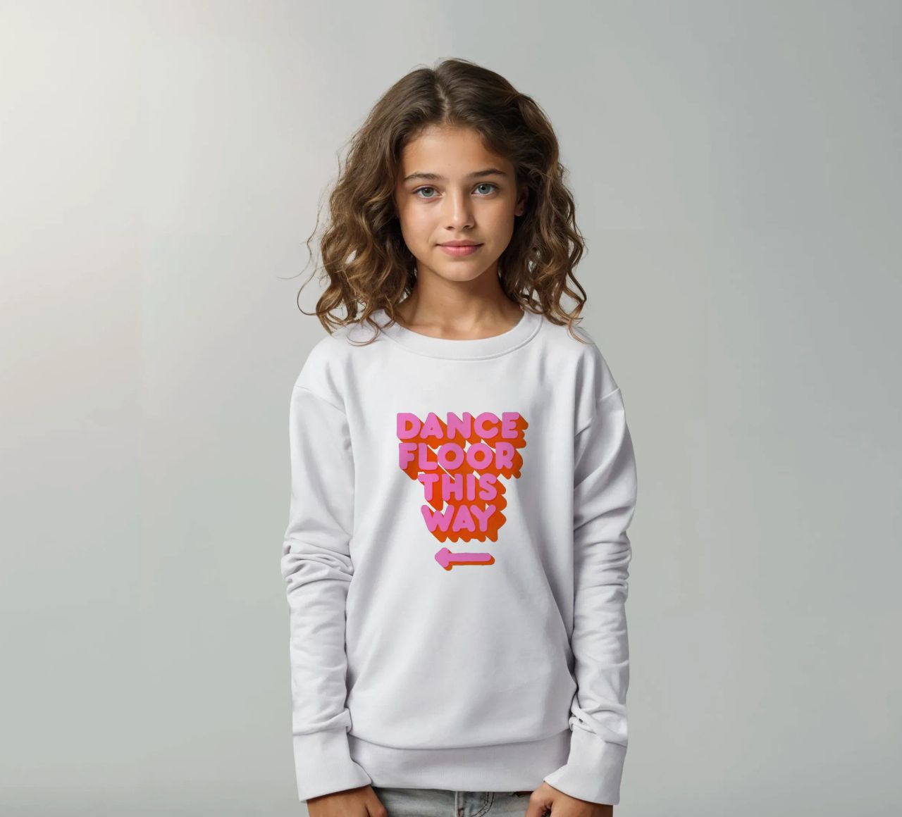 Retro "Dance Floor This Way" Typography Art Print felpa bambino da showmemars
