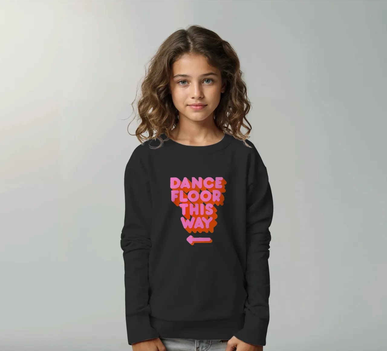 Retro "Dance Floor This Way" Typography Art Print felpa bambino da showmemars
