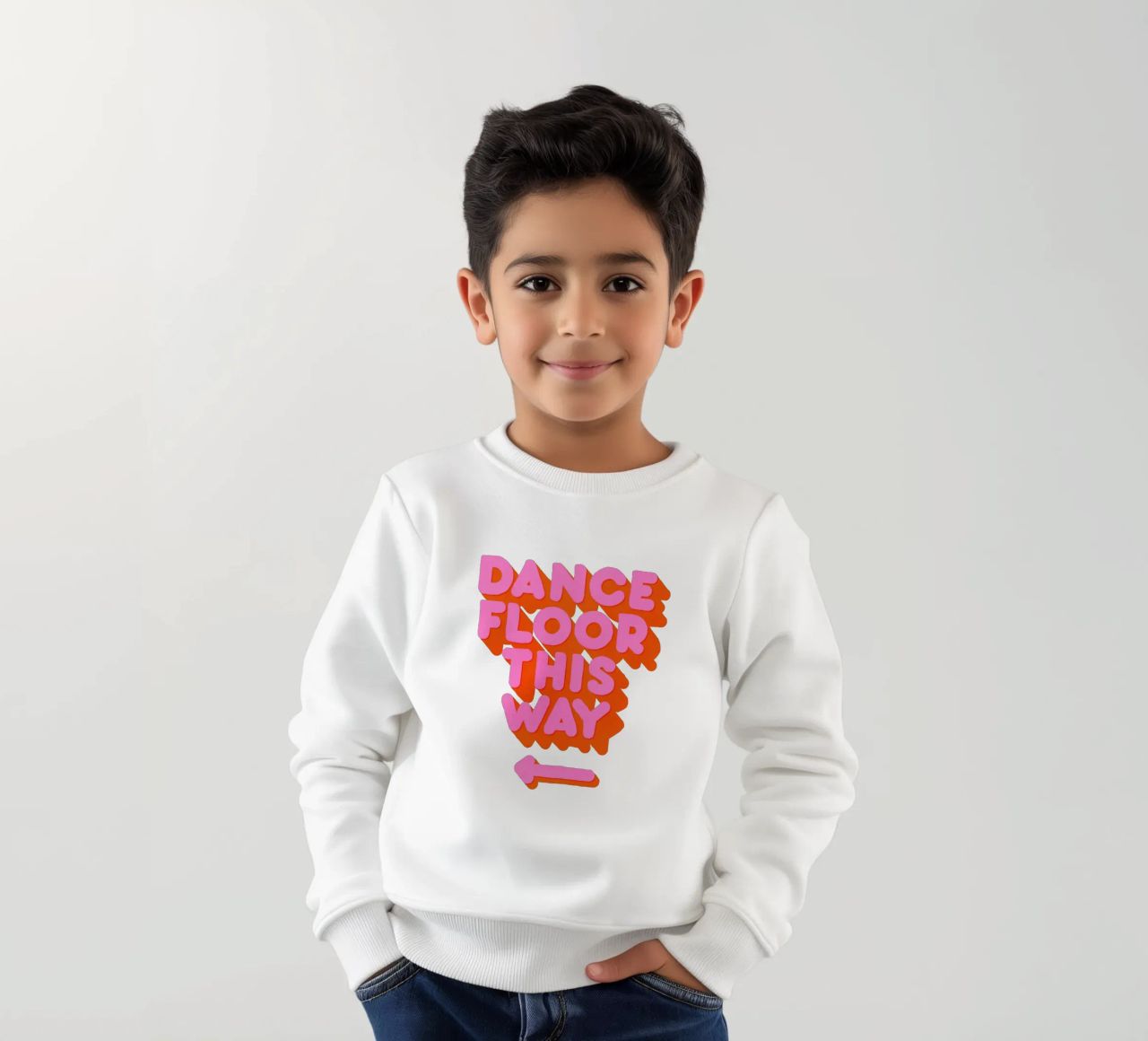 Retro "Dance Floor This Way" Typography Art Print felpa bambino da showmemars